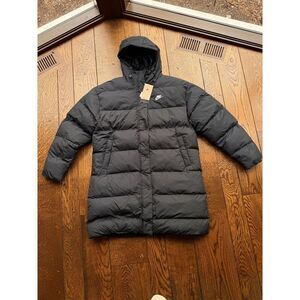 Nike Black Hooded Puffer Varsity Jacket